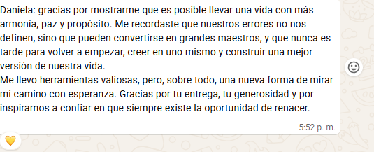 Mensaje de agradecimiento de una paciente, testimonio 4