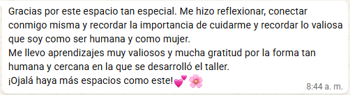 Mensaje de agradecimiento de una paciente, testimonio 5